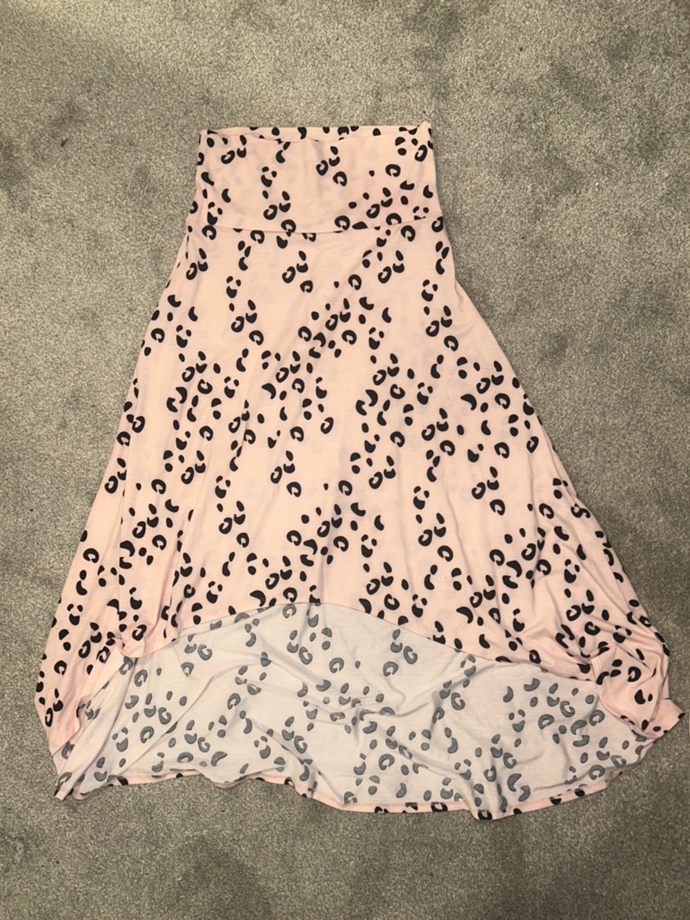 Women’s Pink Leopard Print Flared high low Skirt